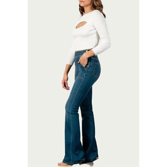 NEW LUCCA cutout ribbed stretch-knit top in white - Picture 2 of 3